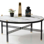 שולחן סלון שיש לבן / שחור